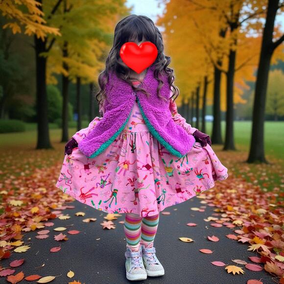 Oilily Organic Cotton Puff Sleeve Dress and Tights Size 104 (4 Years) Pink Multi - Picture 3 of 16